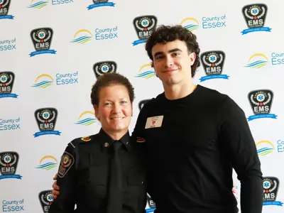 Paramedic Dawn Hodges and survivor Jack Luck.