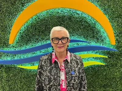 Warden Hilda MacDonald wears a Hospice Dove pin