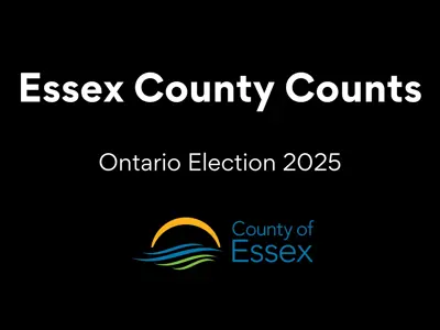 Essex County Counts. Ontario Election 2025. The County of Essex logo.