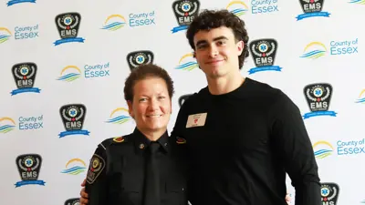 Paramedic Dawn Hodges and survivor Jack Luck.