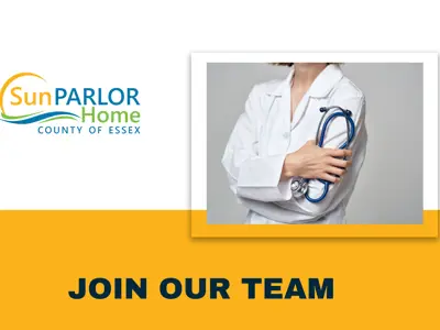 Sun Parlor Home logo. Join our team. A nurse.
