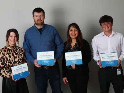 The winners of the 2024 County of Essex Employee Excellence Awards: Tanya Fick, Adam Jamieson, Janey Murphy and Nicholas Kramer.