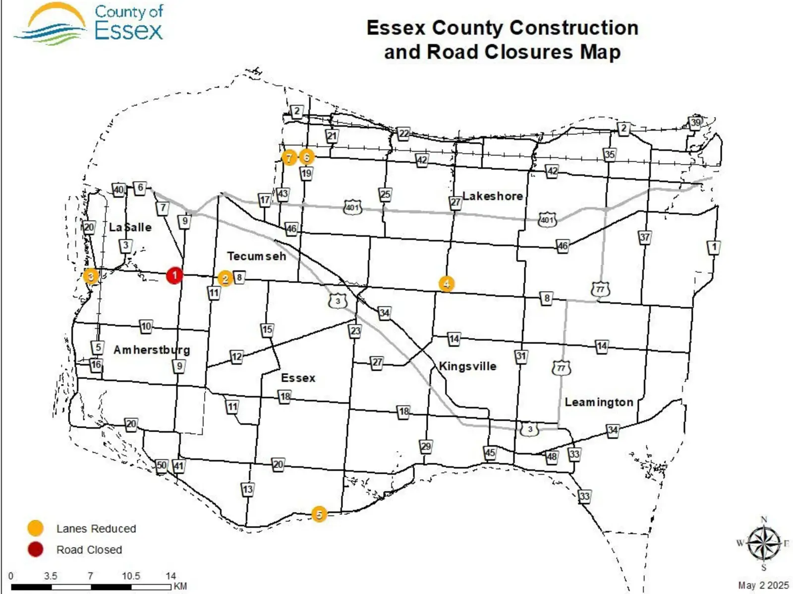 Construction and Road Closures Update – May 2, 2025