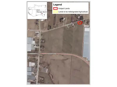 A map of the location of land in Leamington that is the subject of Official Plan Amendment File Number OPA-07.